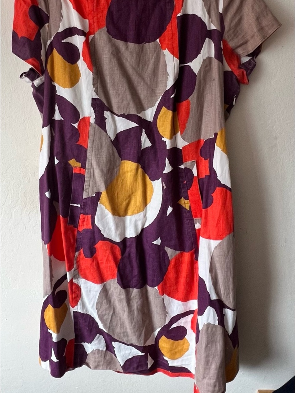 Boden Multicolor Abstract Circle Mini Dress - Purple, Red, Mustard, Taupe, White